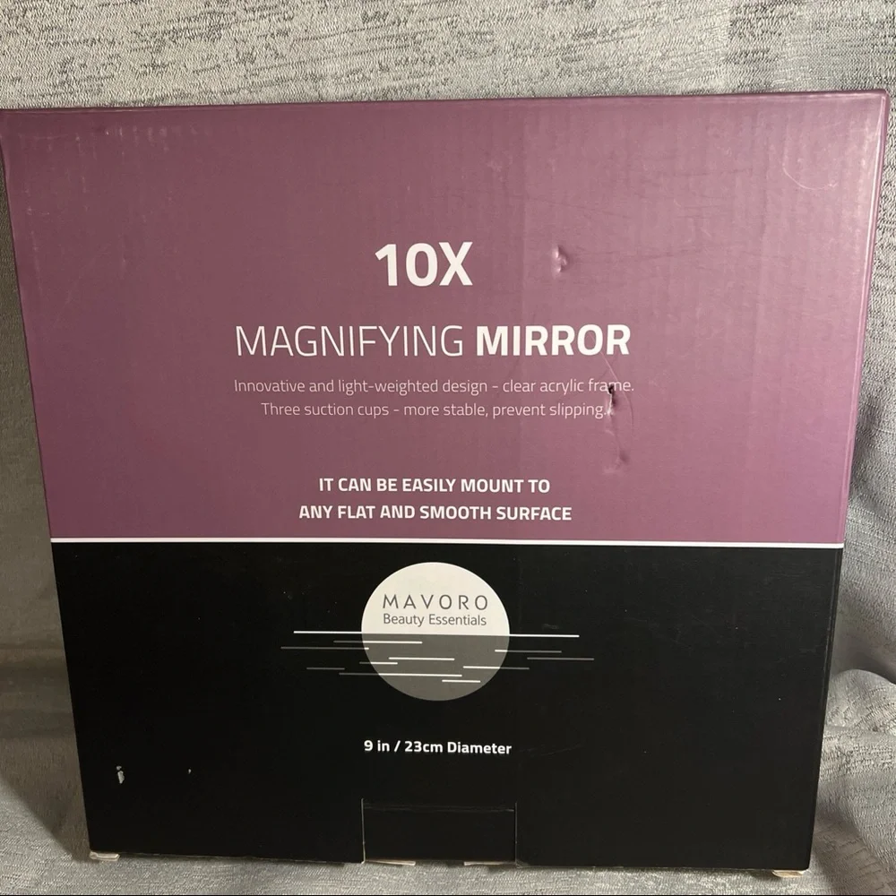 Magnifying Mirror with 3 Suction Cups 9 Inch (10X Magnification)